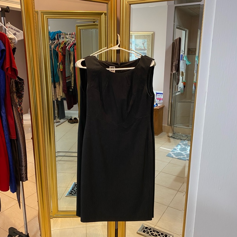 Sleeveless black pinstriped dress by Anne Klein size 2